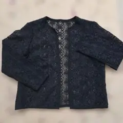 黒　総レースノーカラージャケットのサムネイル