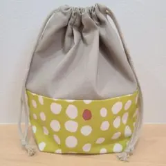 No.762　ハンドメイド　コップ袋　給食袋　巾着　グレー　お弁当袋