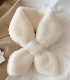 韓国風　レディース ファーマフラー ティペット　もこもこ　ホワイト