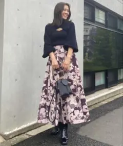 お値下げしました！rienda☆花柄フレアロングスカート