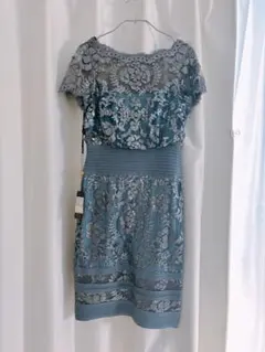 美品 TADASHI SHOJI フィッシュテールドレスワンピース TADASHI SHOJI タダシ ショージ 桜レース ミモレ丈ドレス 0