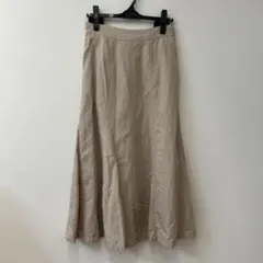 スローブイエナ　フレアロングスカート　リネン混　ベージュ系