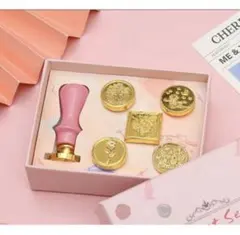 S17 封　手紙　シーリングスタンプ  封蝋　アンティーク　薔薇　木　葉　ピンク