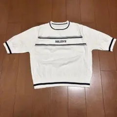 BELIEVE ロゴ 半袖ニット サマーニット ホワイト