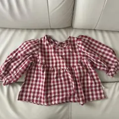 nozi. RED check TOPS 80サイズ　ベビートップス