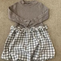 BeBe グレーリブ編みワンピース