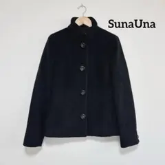 【美品】SunaUna スーナウーナ アンゴラ 羊毛 シルク ピーコート M