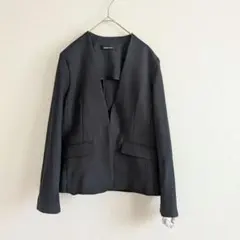 MUMU ノーカラージャケット M ネイビー 定番 薄手 フォーマル セレモニー