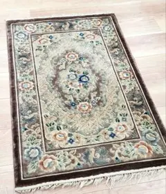 中国段通 手織り ウール ラグ 90×60cm 中古 洗浄済み 花柄 - メルカリ