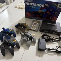 NINTENDO 64 本体 コントローラー4つ付き／可動品