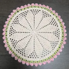 チューリップモチーフ ドイリー マルチカバー 花束ブランケット ハンドメイド