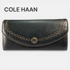 COLE HAAN　コールハーン　長財布　財布　かぶせ蓋　ブラック　本革