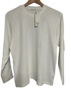 【未使用】GU ソフトコットンクルーネック長袖Tシャツ Mサイズ ホワイト