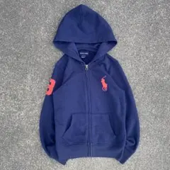 00s Ralph Lauren 短丈 ビッグポニー 太ボーダー ジップパーカー