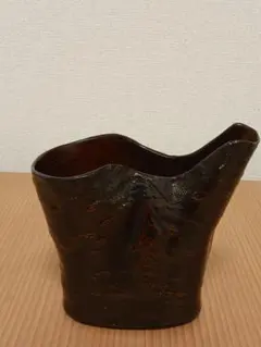 染川鉄之助 造 掛け花生 】 青銅一輪挿し 日展評議員 鋳金協会会長