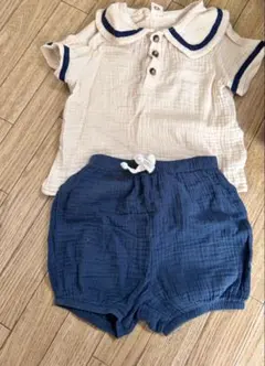 ベビー服 襟付きトップスとショートパンツセット18-24month