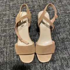 【新品/一部汚れあり】ベージュ クロスストラップ サンダル