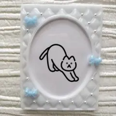 硬質ケース トレカケース キルティングデコ 白 丸型ブルーリボン＆パール付