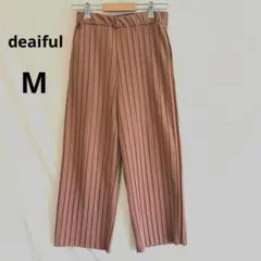 deaiful　ワイドパンツ　プリーツ　テラコッタ　ストレッチ　M　リラックス