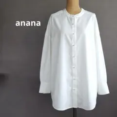 【美品】ananaアナナ パールボタン とろみオーバーシャツ ホワイト Fサイズのサムネイル