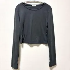 GU クロップド丈トップス 長袖 カットソー グレー