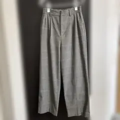 グローバルワークあったかウツクシルエットテーパードチェックパンツグレンチェック