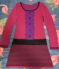 ANNA SUI ドーリーガール　ピンク ストライプニットワンピースのサムネイル