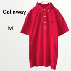 キャロウェイ ポロシャツ ゴルフウェア 速乾 運動 総柄 赤 清潔感 おしゃれ