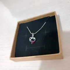 ハートモチーフ ガーネット ネックレス ストーン シルバー