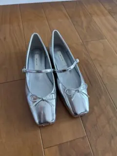 【新品】メタリック バレエシューズ 23.0cm シルバー ストラップ