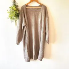 T0381 コカ　ロングカーディガン　フリーサイズ　体型カバー　美品　ゆったりのサムネイル