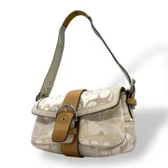 良品　コーチ　u16 ソーホー　キャンバス　シグネチャー　ワンショルダーバッグ