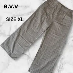 a.v.v チェック柄 パンツ　XL レディース　ウエスゴム　ズボン　ワイド