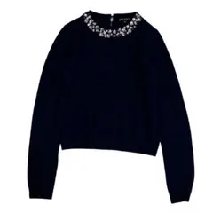 To b. by agnes b. ビジューネック アンゴラ混ニット ネイビーのサムネイル