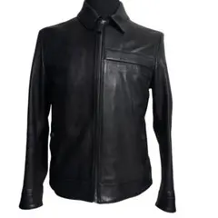 人気◆HUGO BOSS 本革 シングルライダース ジャケット XL アウトレット】HUGO HUGOBOSS ヒューゴヒューゴボス レザージャケット