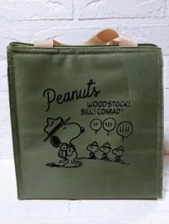 スヌーピー 保冷ランチバッグ トート 保温 小さめ お弁当袋 カーキ