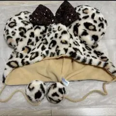 東京ディズニーリゾート　ミニーのヒョウ柄ファンキャップ　ブラウン