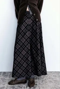 ZARA ザラ　チェック柄ロングスカート