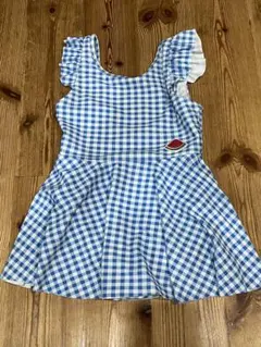 マザウェイズ　女の子用水着 青と白のギンガムチェック 120cm