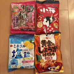 塩飴、しょうがはちみつのど飴、生梅飴、小梅