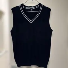 UNIQLO Vネックニットベスト ネイビー M
