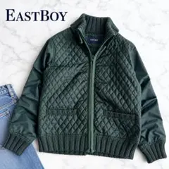 EASTBOY キルティングジャケット 9 緑 中綿 リブ切替 ブルゾン