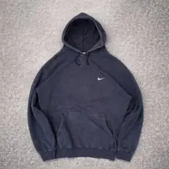 00's NIKE スウェットパーカー　刺繍スウォッシュ　フェードブラック