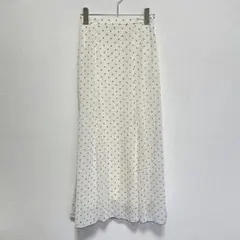 GRL ドット柄 シアーフレアロングスカート Mサイズ ホワイト×ブラック