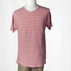 ボーダー柄半袖Tシャツ カジュアル Vネック ストレッチ M〜Lエンスウィート