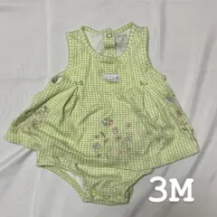 3M グリーン チェック柄 ロンパース