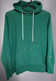 ​【美品】チャンピオン リバースウィーブ パーカー L グリーン 同系色刺繍ロゴ