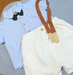 子供用 フォーマルシャツ ショートパンツ サスペンダー3点セット
