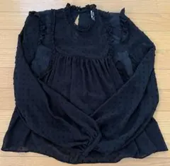 ZARA 黒フリルシャツ　S