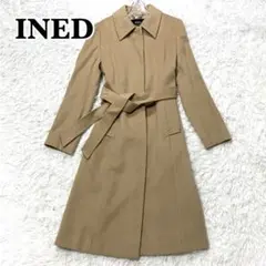 美品✨　INED　ステンカラーウールコート　ロング　フレア　ベルト付き　9号